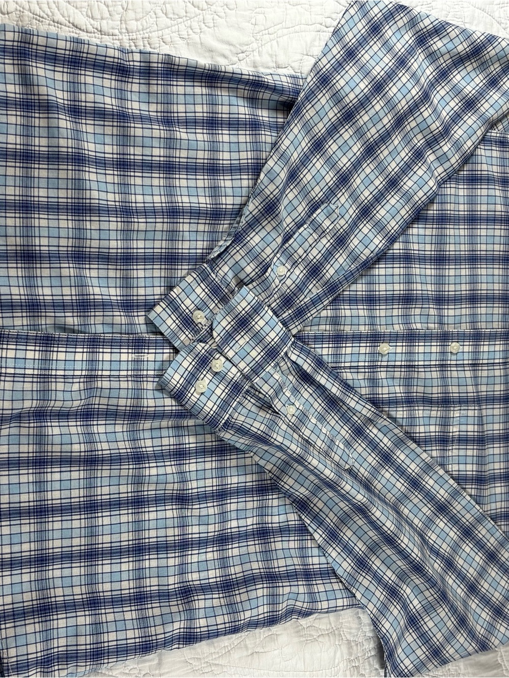 Wrangler Riata Light and Navy Blue Plaid Button-Down Shirt
